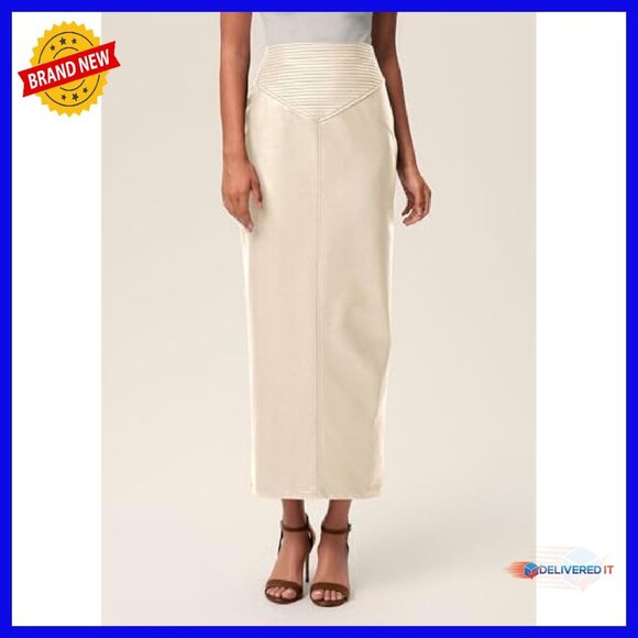 Faux Leather Maxi Skirt High Waist Pencil Slit Work Casual - Picture 3 of 8